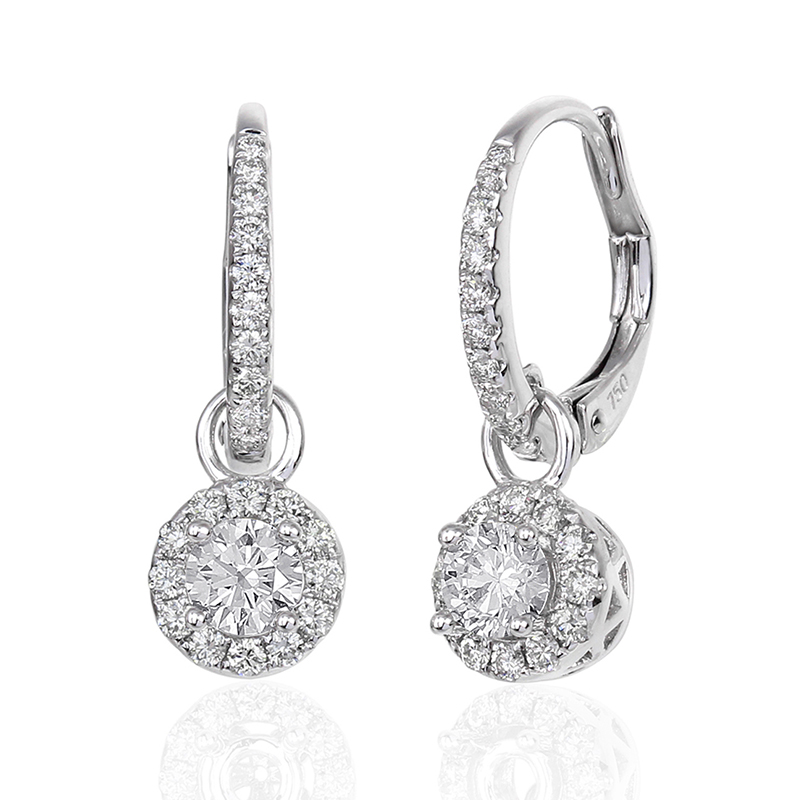 Solitaires Boucles d'oreille Or Blanc 18 Carats - 0867083