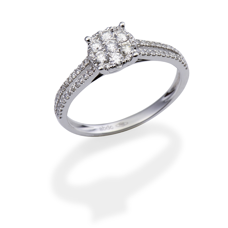 Illusion Solitairs Ring White Gold 18 Carats - R0607D